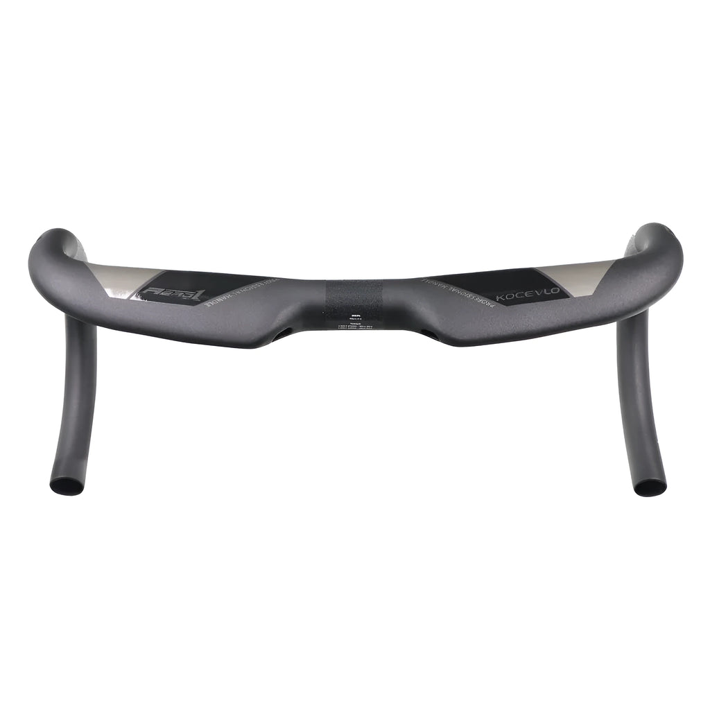 Matt carbon fibre road bike drop handlebar shown in bent shape with size options