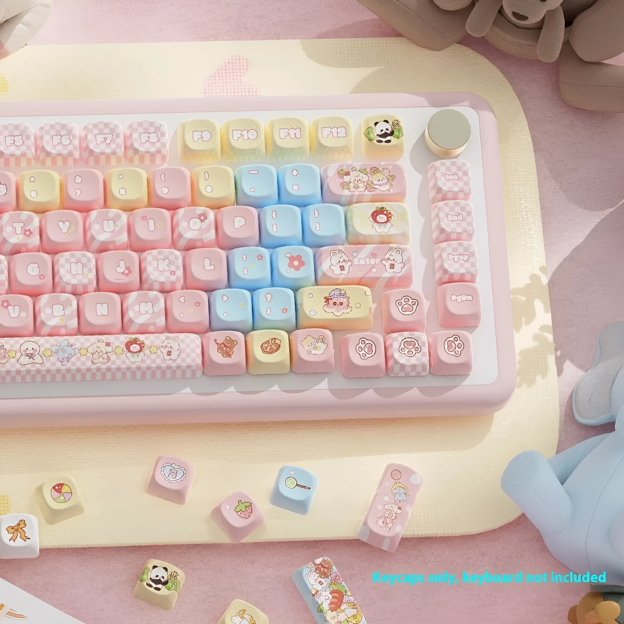 Clip Doll mechanical keyboard keycap set with doll theme designs for 112-key or 120-key layouts