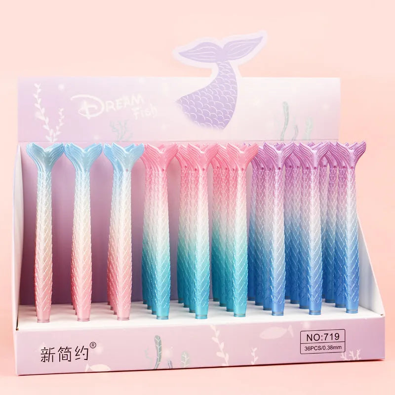 Mermaid cartoon character ballpoint pen with 0.38mm fine tip in random colour selection