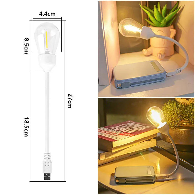 USB rechargeable folding night light with S14 tungsten filament LED bulb