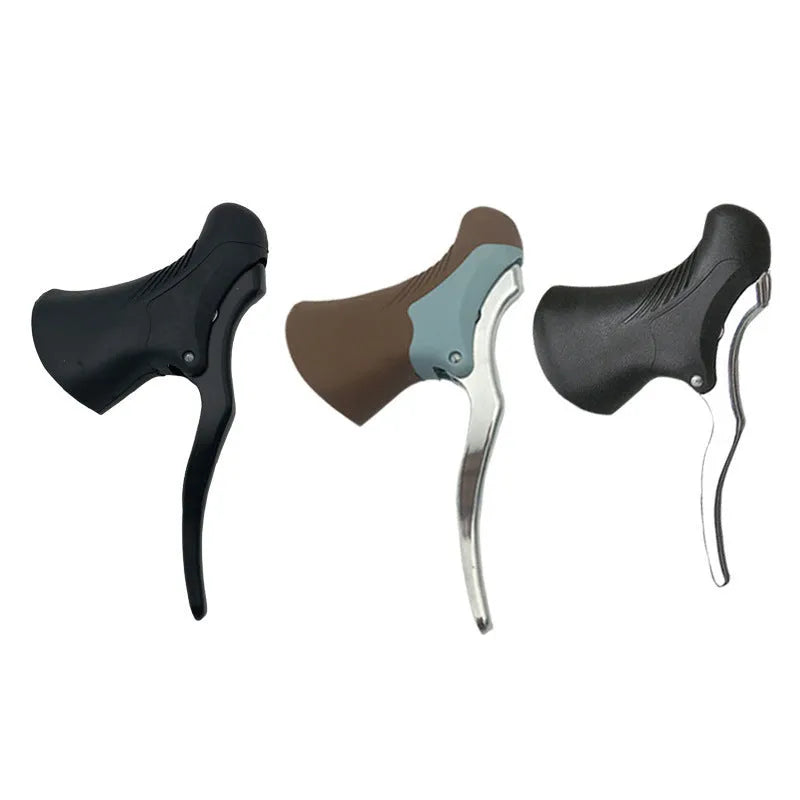 Aluminum alloy road bicycle brake handles in black and black silver colour options
