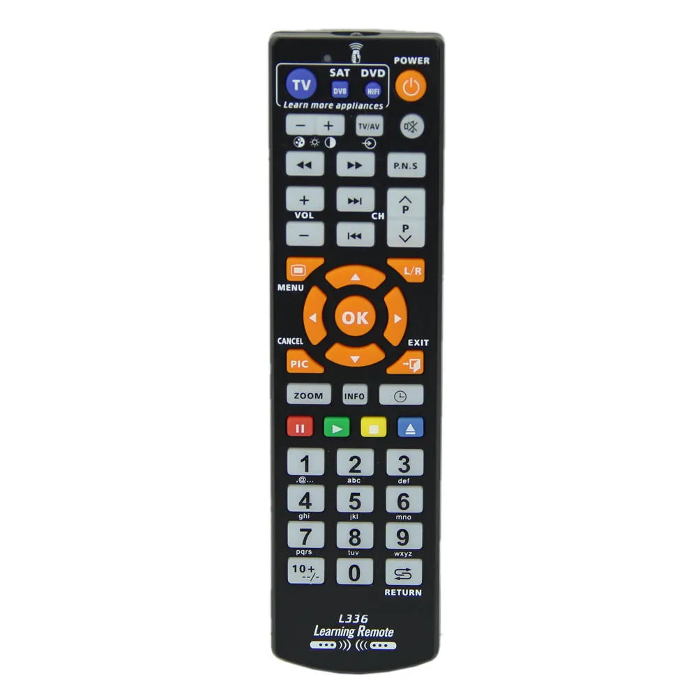 L336 black learning remote control with full key programming and 8 metre range