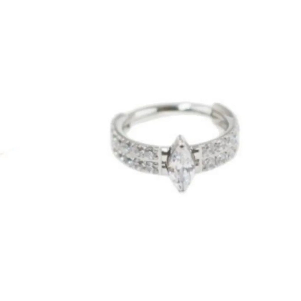 Ladies titanium steel heart-shaped zircon earrings with diamond treatment in silver or gold colour measuring 1.2x8mm
