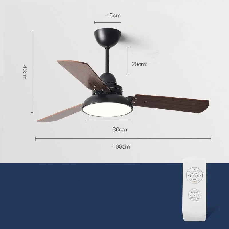 Nordic ceiling fan light with wooden blades and acrylic lampshade in white, available in 42Inch or 48Inch