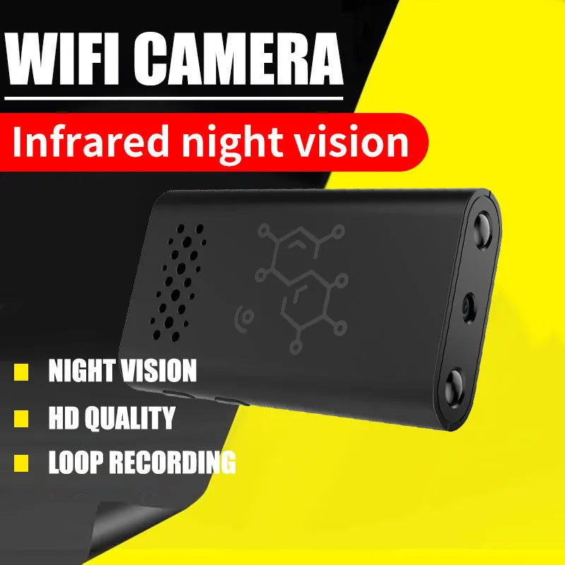 Black smart security camera with 1080p HD definition for WiFi home monitoring