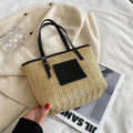 Straw woven women's shoulder bag in European retro style with large capacity