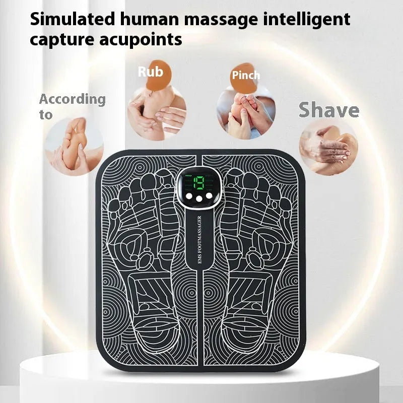 Reflexology foot massager mat with USB charging cable and remote control options