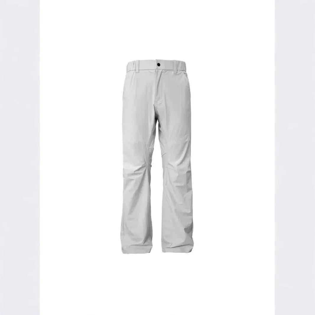 Straight-leg casual trousers in nylon blend fabric with an elastic waistband, shown in army green.