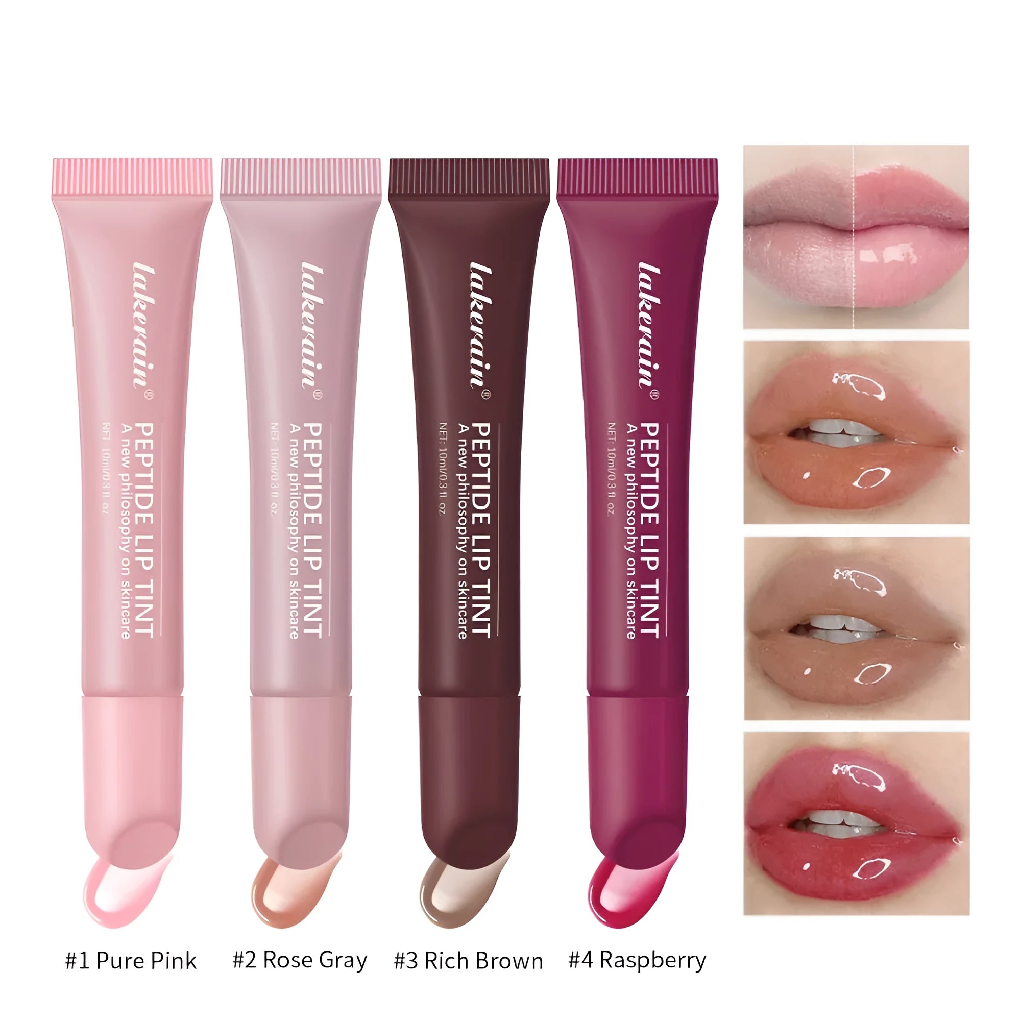 Polypeptide hydrating lipstick 10ml in four colour options for moisturising lip care