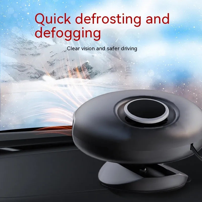 Black car warm air blower heater with power cord for vehicle defrosting