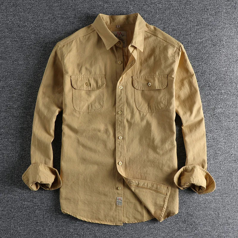 Men's solid colour cotton cardigan shirt with long sleeves in light blue colour option