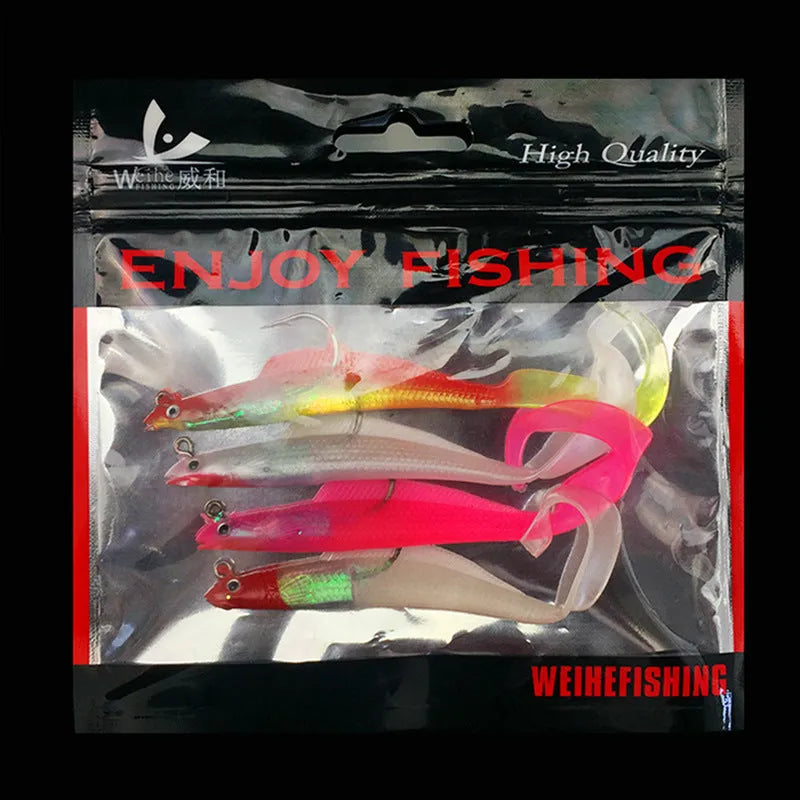 Creative simulation soft fishing lure 12cm with lead head and PVC body in pink colour option