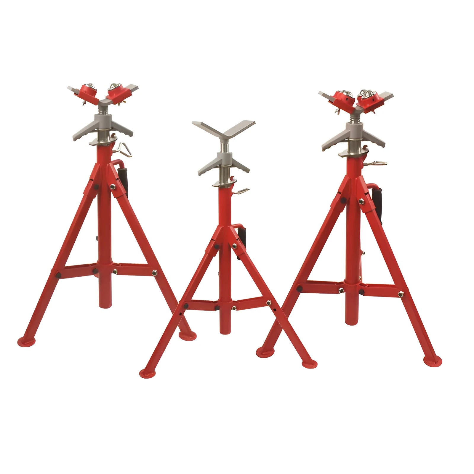 V-head pipe bracket with ball support system for steel pipe installation