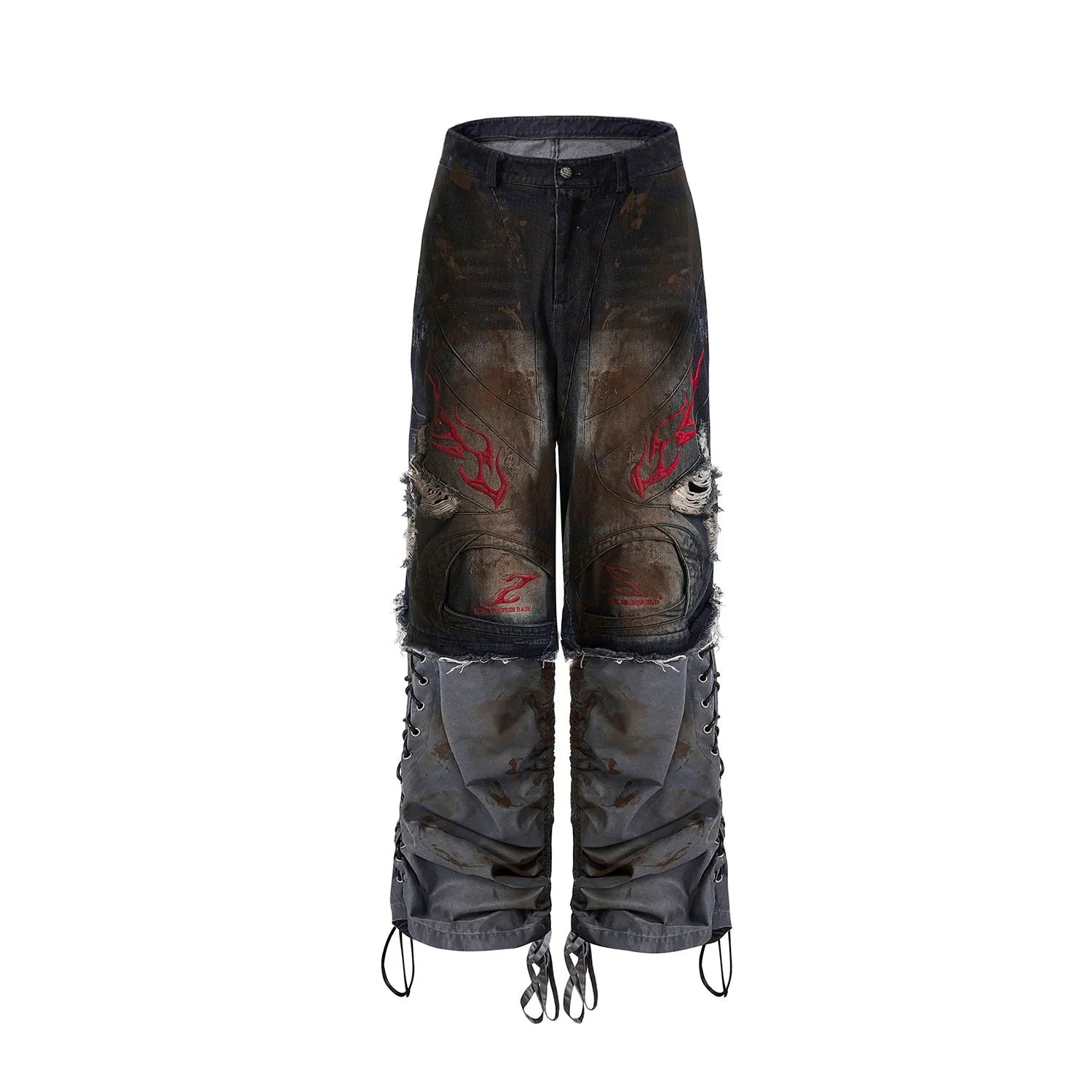 Men's wide leg retro jeans with detachable trousers legs in mid-high waist denim