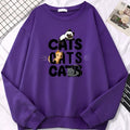 Drop-shoulder sleeve casual sports hoodie sweater loose fit polyester print pocket purple front view