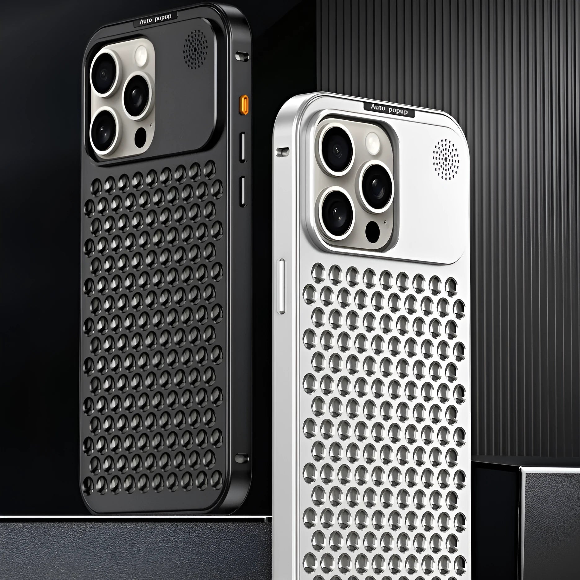 Aluminum alloy spring fastener aromatherapy phone case for Apple iPhone with frosted finish and magnetic suction