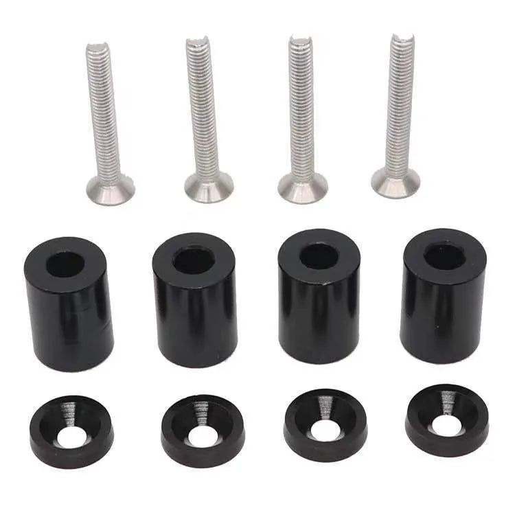 Aluminium machine cover pad height adjustment kit in red, blue, black with screws and nuts for 6mm 8mm car apertures