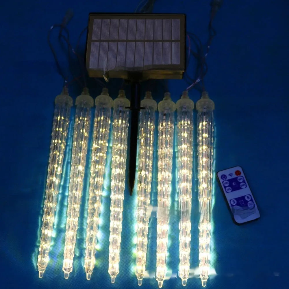 30cm plastic ice cone shaped meteor shower festoon lamp for outdoor garden decoration