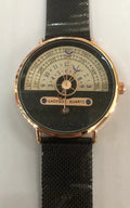 Men's gold sports watch with round 40mm dial, leather strap and onion crown