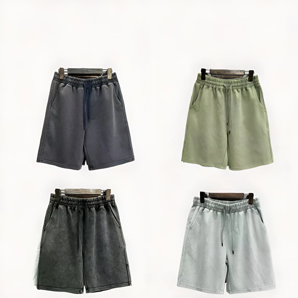 Men's distressed cotton casual shorts in straight leg style available in multiple colours