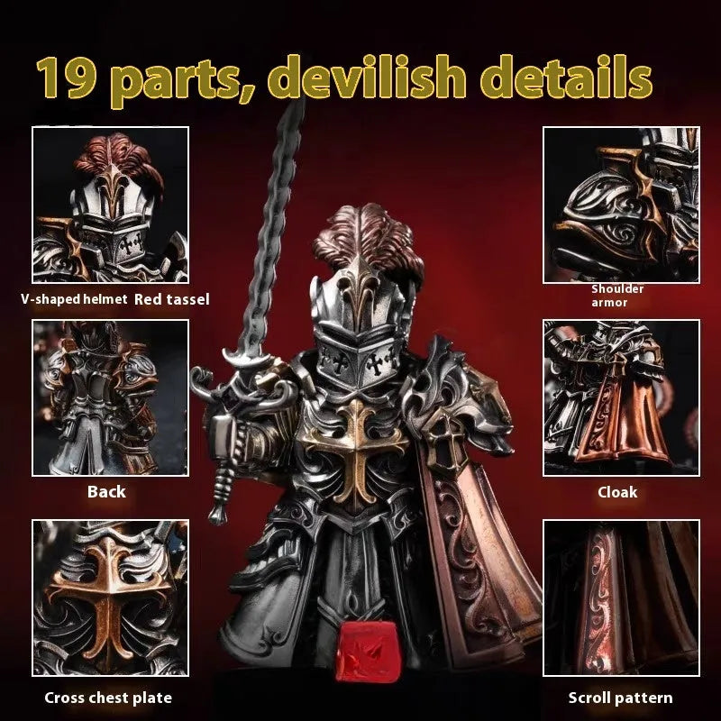 Copper electroplated paladin crusader table ornament with holy sword and shield, national style figurine