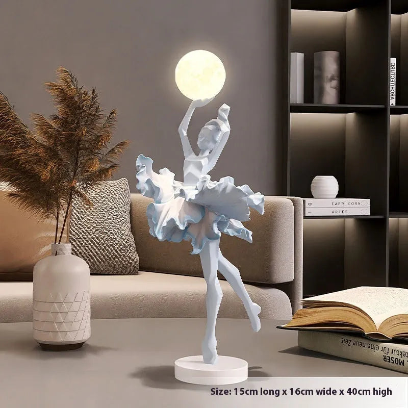 Art girl atmosphere modern USB night lamp in black gold, white, pink, or light blue colour.