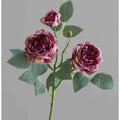 Silk emulational rose flower with baking edge process in beige for wedding and home decoration