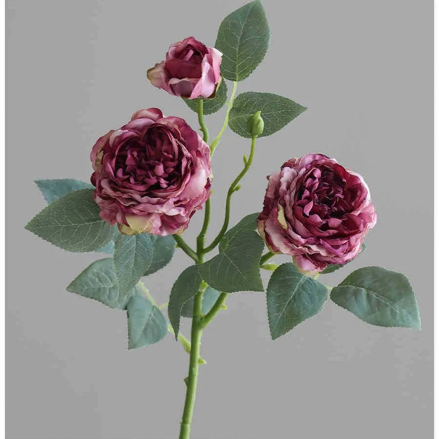 Silk emulational rose flower with baking edge process in beige for wedding and home decoration