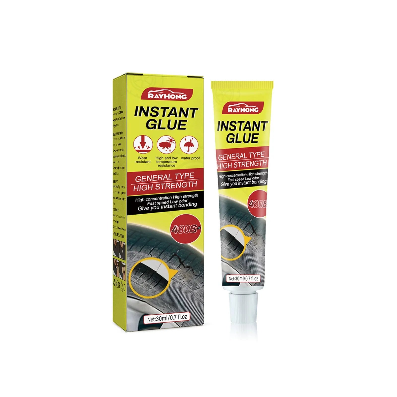30ml bottle of tire repair glue with acrylic resin formula for car tyre crack sealing
