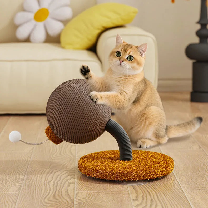 Cat scratch board made of hemp rope with a cat grasping ball accessory
