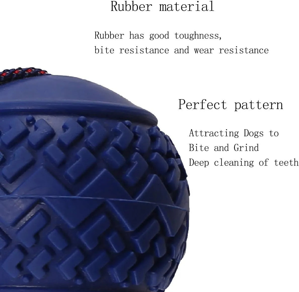 Blue natural rubber dog ball with rope handle for small breed dogs