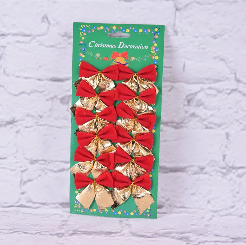 5 cm Christmas tree decoration bow in gold red silver colours made from polyester fabric