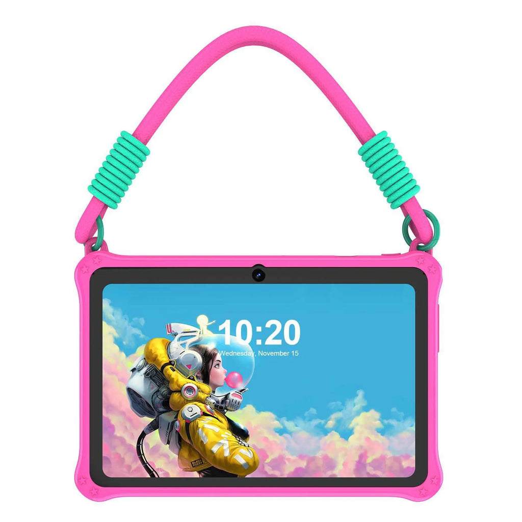 7-inch children's tablet silicone protective case with flat carrying strap in sapphire blue colour