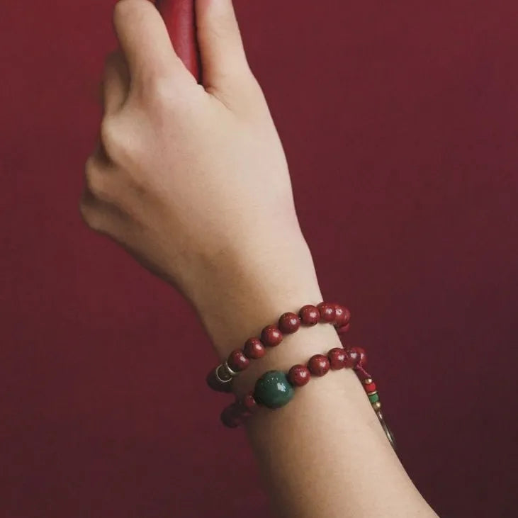Handmade bodhi double circle bracelet retro style for women with natural seeds