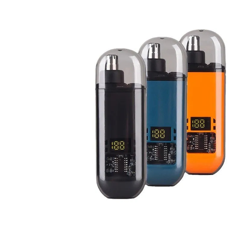 Rechargeable nose hair trimmer with digital display and removable cutter head