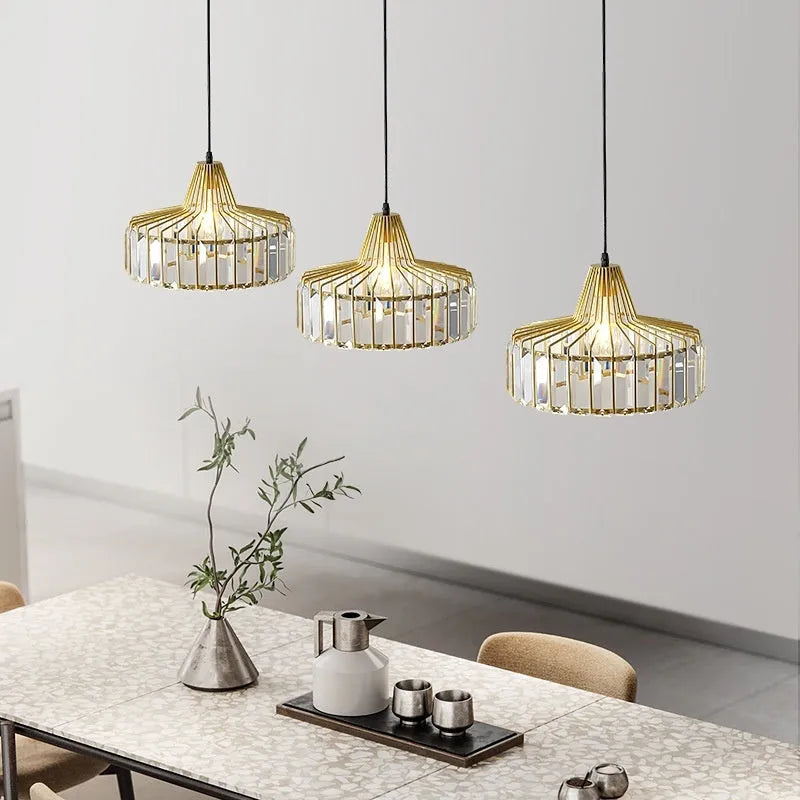 Modern crystal ceiling droplight with LED lighting and decorative crystal elements