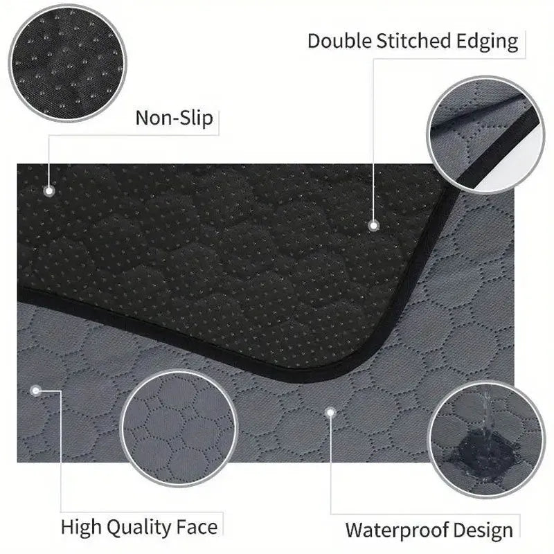 Pet Parents washable dog pee pads in grey and khaki colours, measuring 18x24 inches.