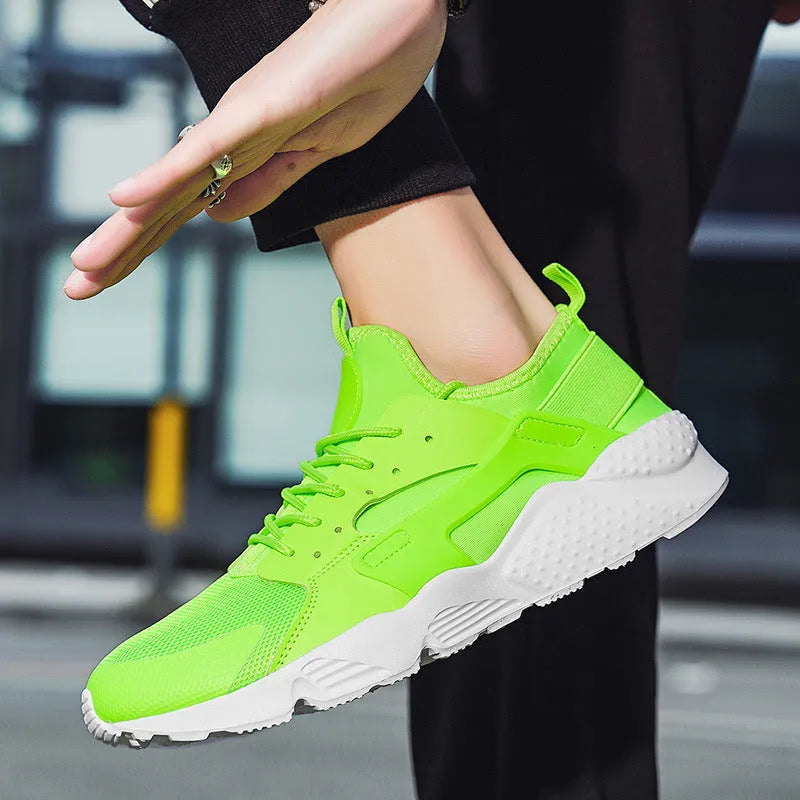 Men's low-top mesh casual shoes with cross shoulder strap in fluorescent colours