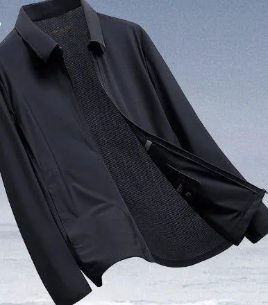 Summer business shirt with lapel collar in polyamide ice silk fabric for sun protection workwear