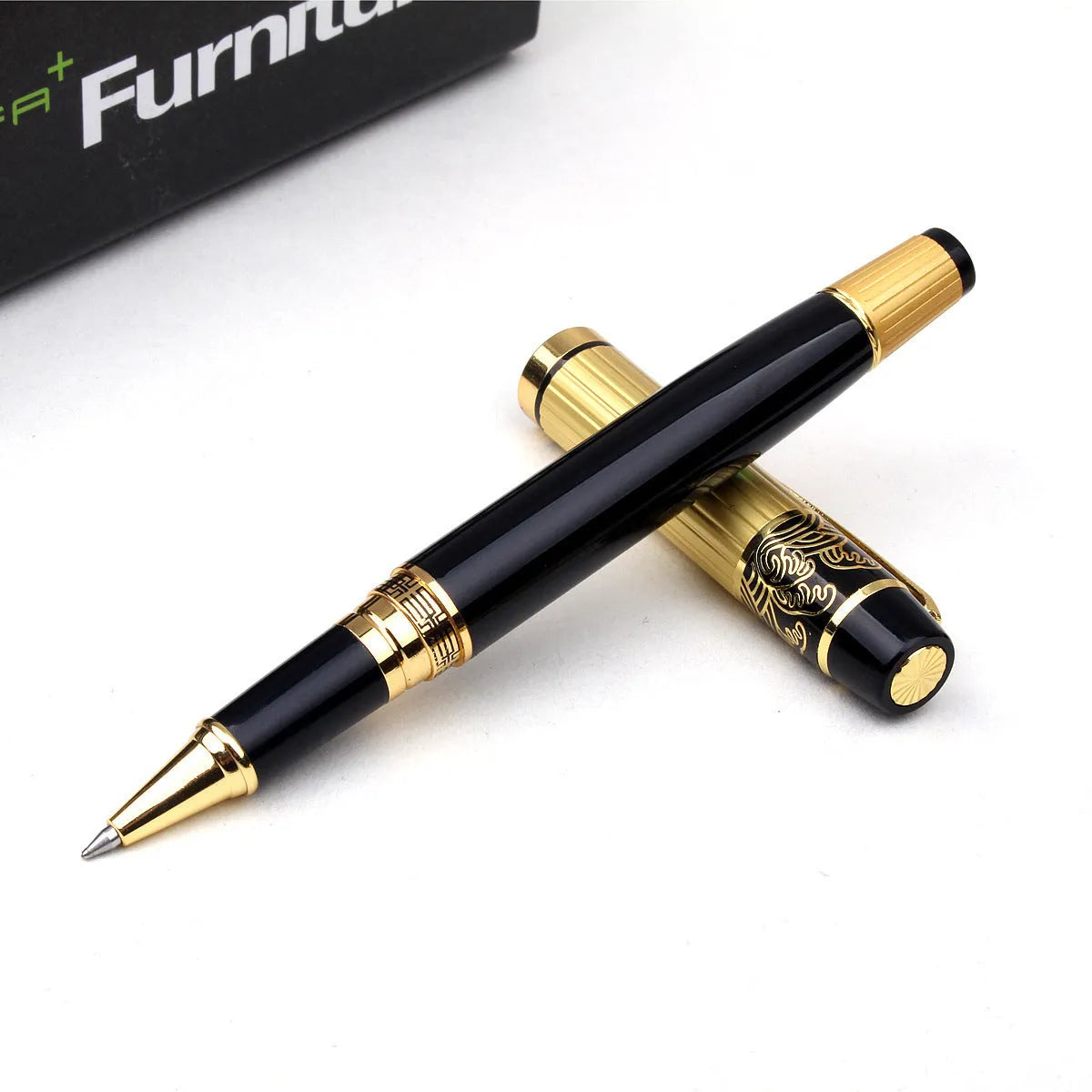 VITNAT metal ballpoint pen with hollow pattern design and black ink 0.5mm point