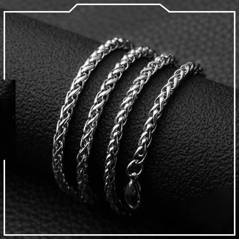 Silver titanium steel necklace for men in 3mm, 4mm, 5mm or 6mm width and 45cm to 90cm length