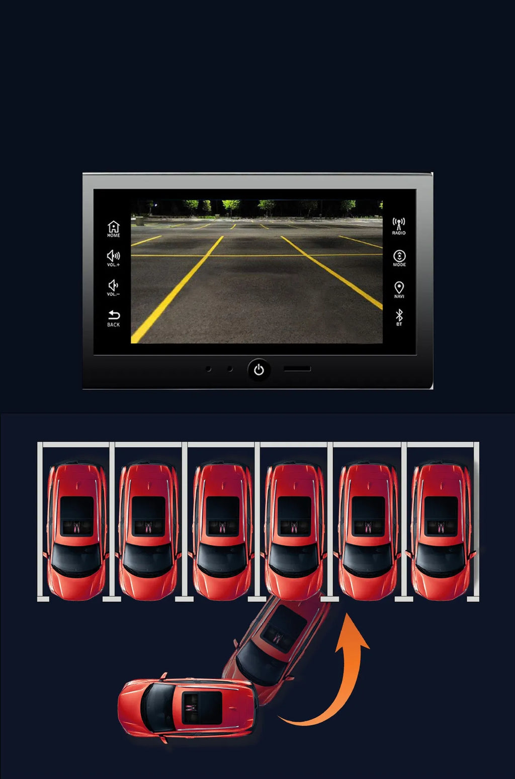 Black ABS reversing camera with 170° wide angle for car rear view