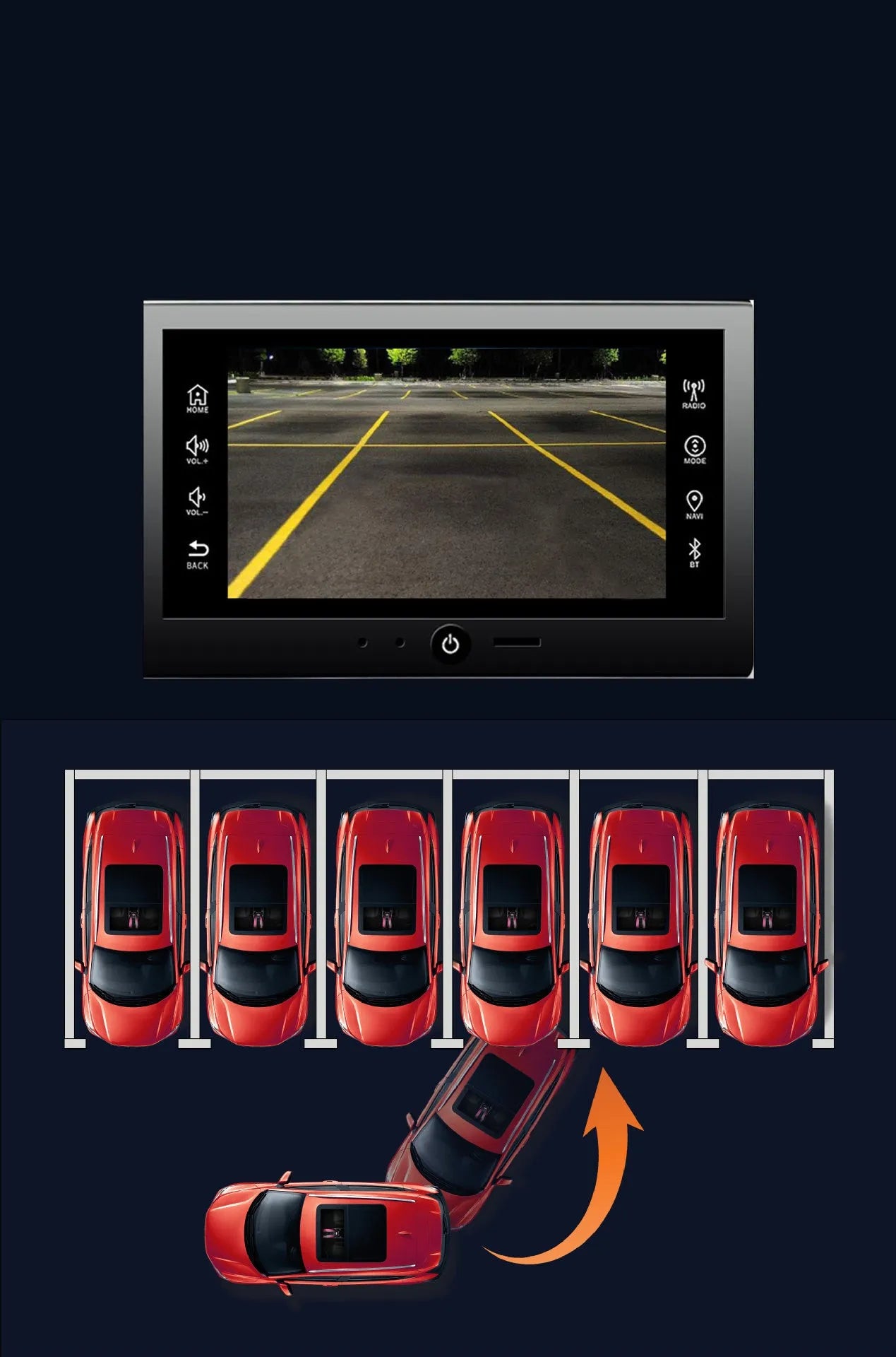 Black ABS reversing camera with 170° wide angle for car rear view