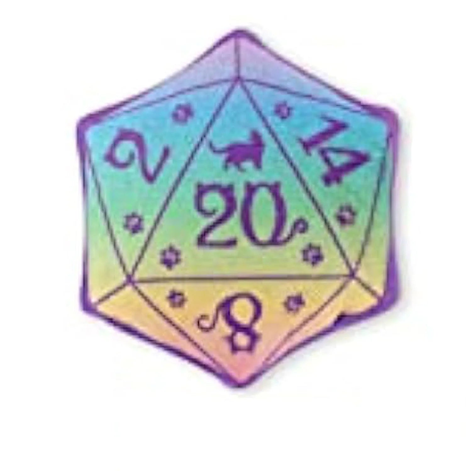 DND-inspired dice-shaped catnip toy in soft plush fabric, available in blue, purple, green and pink colours