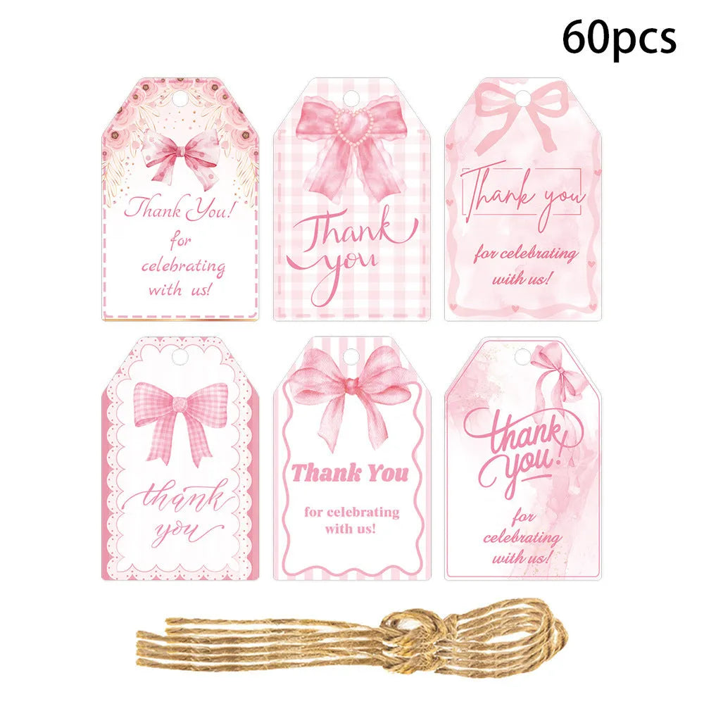 Creative bowknot design gift tags with hemp rope for birthday party present labelling