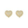 S925 sterling silver heart-shaped stud earrings with golden finish and minimalist design