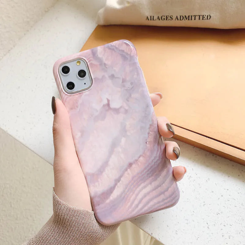Marbled TPU soft shell phone case in purple and red for iPhone 11 Pro Max