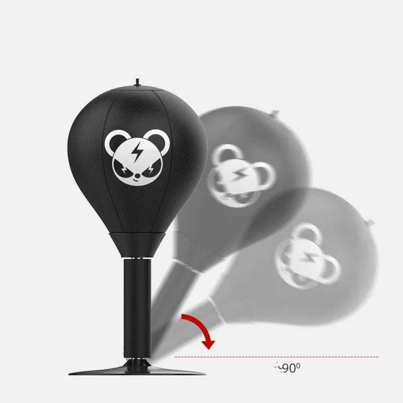 Tabletop boxing speed ball with suction cup base and inflatable target in burst bear design