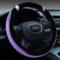 Short plush steering wheel cover in beige with rubber inner ring for 38cm wheels
