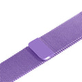 Stainless steel watch strap in silver finish showing 38mm case fit and adjustable buckle